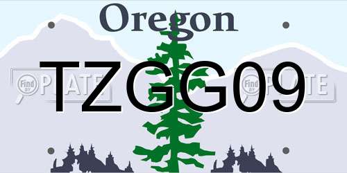 TZGG09 Oregon License Plate