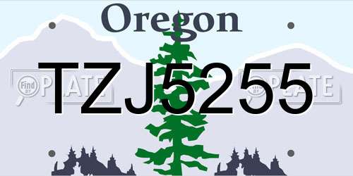TZJ5255 Oregon License Plate