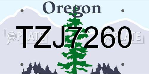TZJ7260 Oregon License Plate
