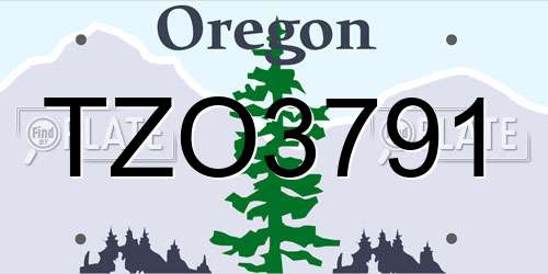 TZO3791 Oregon License Plate