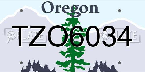 TZO6034 Oregon License Plate