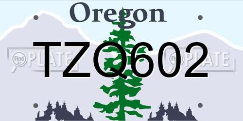 TZQ602 Oregon License Plate