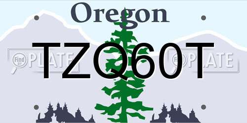 TZQ60T Oregon License Plate