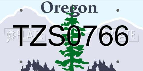TZS0766 Oregon License Plate