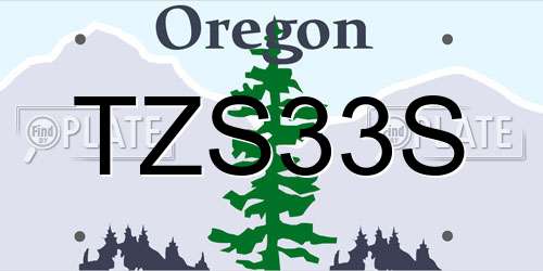 TZS33S Oregon License Plate