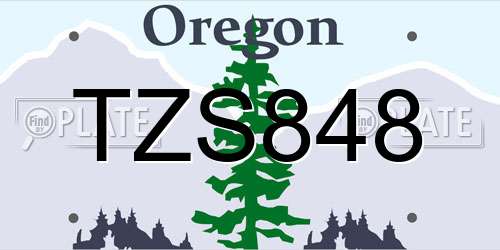 TZS848 Oregon License Plate