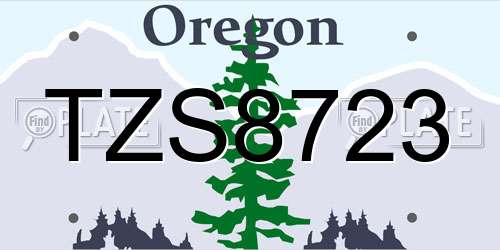 TZS8723 Oregon License Plate