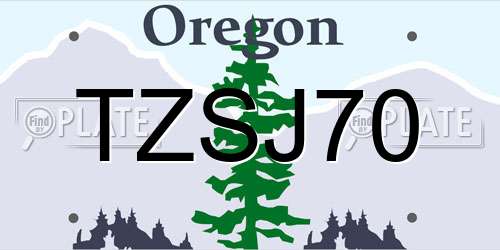 TZSJ70 Oregon License Plate