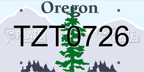 TZT0726 Oregon License Plate