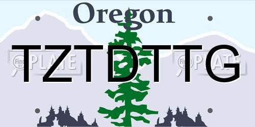 TZTDTTG Oregon License Plate