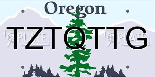 TZTQTTG Oregon License Plate