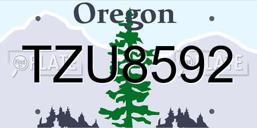 TZU8592 Oregon License Plate