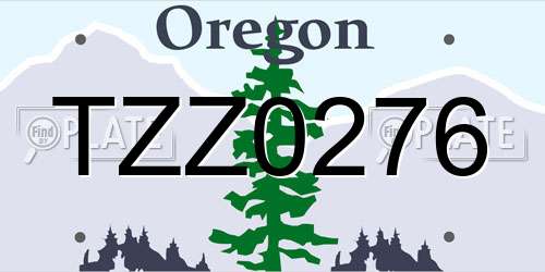 TZZ0276 Oregon License Plate