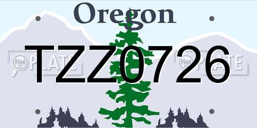 TZZ0726 Oregon License Plate