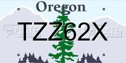 TZZ62X Oregon License Plate