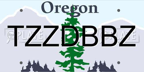 TZZDBBZ Oregon License Plate
