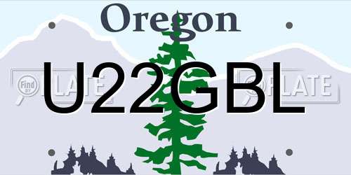 U22GBL Oregon License Plate