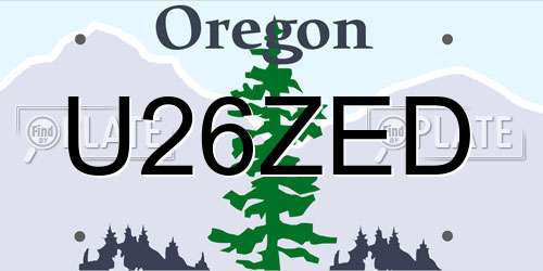 U26ZED Oregon License Plate