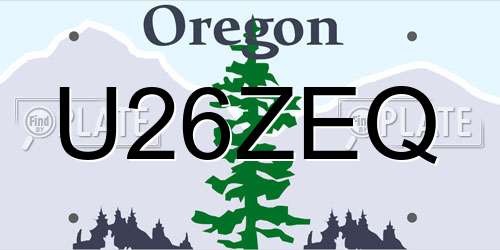 U26ZEQ Oregon License Plate