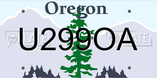 U299OA Oregon License Plate