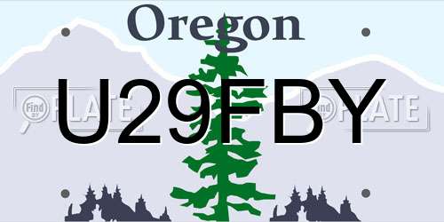U29FBY Oregon License Plate