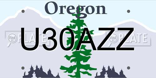 U30AZZ Oregon License Plate
