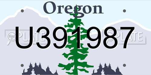 U391987 Oregon License Plate
