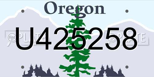 U425258 Oregon License Plate