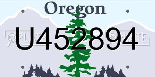 U452894 Oregon License Plate
