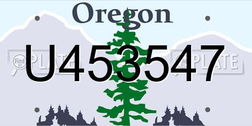 U453547 Oregon License Plate