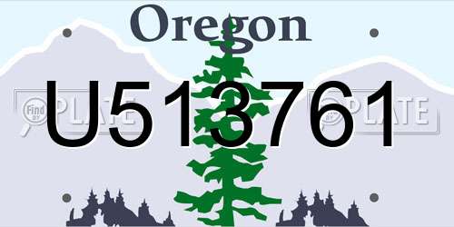 U513761 Oregon License Plate