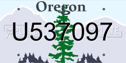 U537097 Oregon License Plate