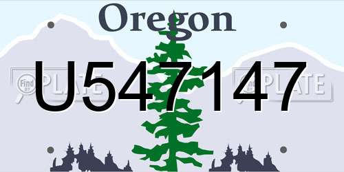 U547147 Oregon License Plate