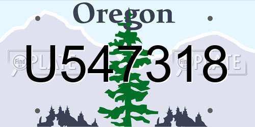 U547318 Oregon License Plate