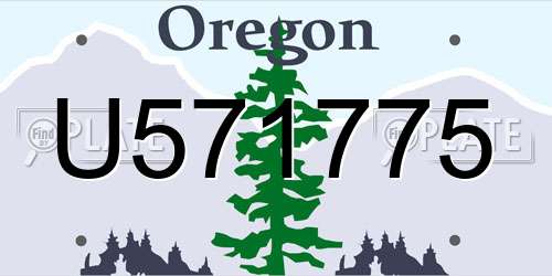 U571775 Oregon License Plate