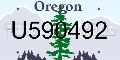 U590492 Oregon License Plate