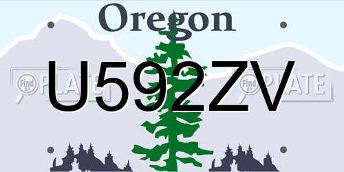 U592ZV Oregon License Plate
