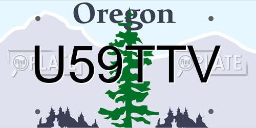 U59TTV Oregon License Plate