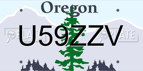 U59ZZV Oregon License Plate