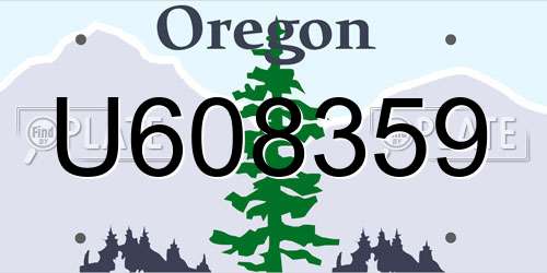 U608359 Oregon License Plate