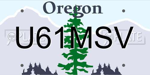 U61MSV Oregon License Plate