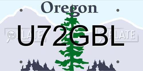 U72GBL Oregon License Plate
