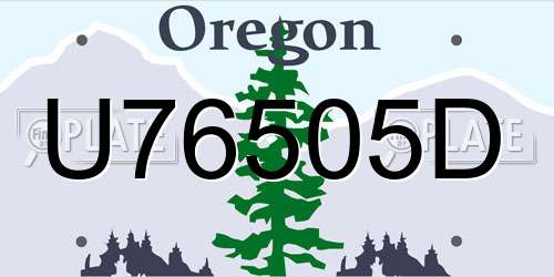 U76505D Oregon License Plate