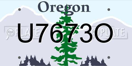 U7673O Oregon License Plate