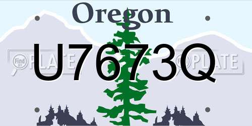 U7673Q Oregon License Plate