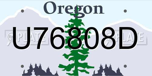U76808D Oregon License Plate
