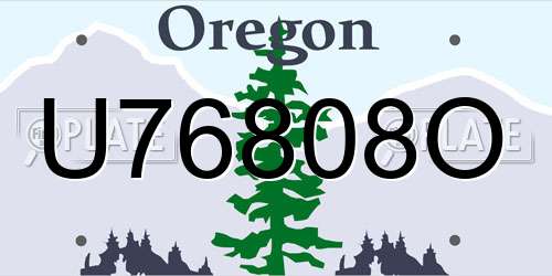 U76808O Oregon License Plate