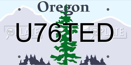 U76TED Oregon License Plate