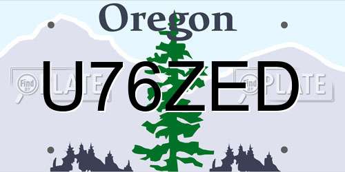 U76ZED Oregon License Plate