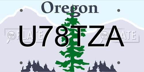 U78TZA Oregon License Plate